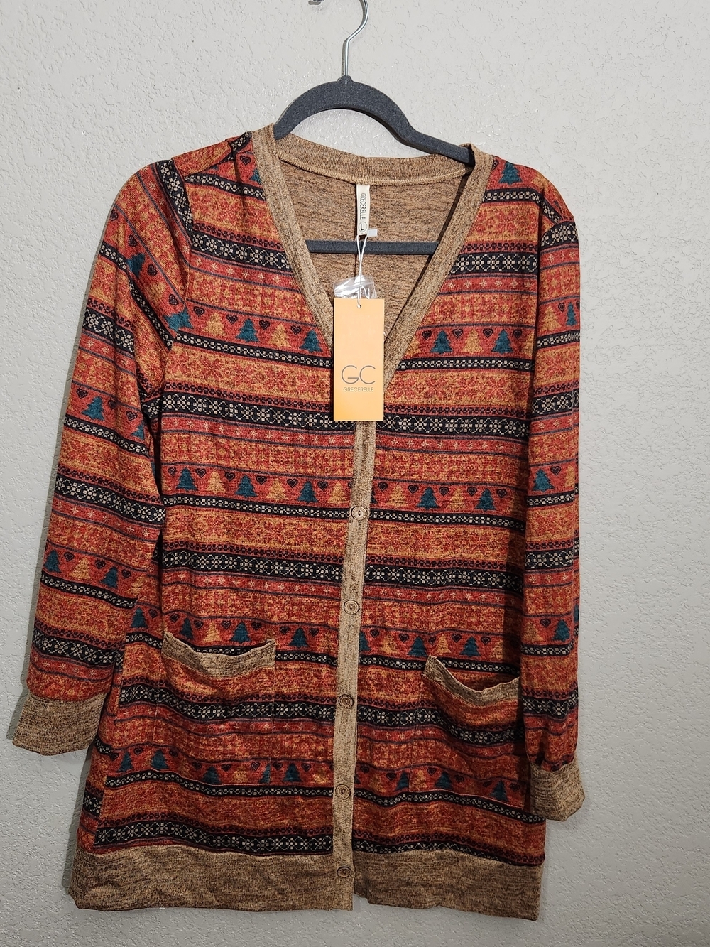 GC Collection Women's Multicolor Patterned Cardigan Sweater
